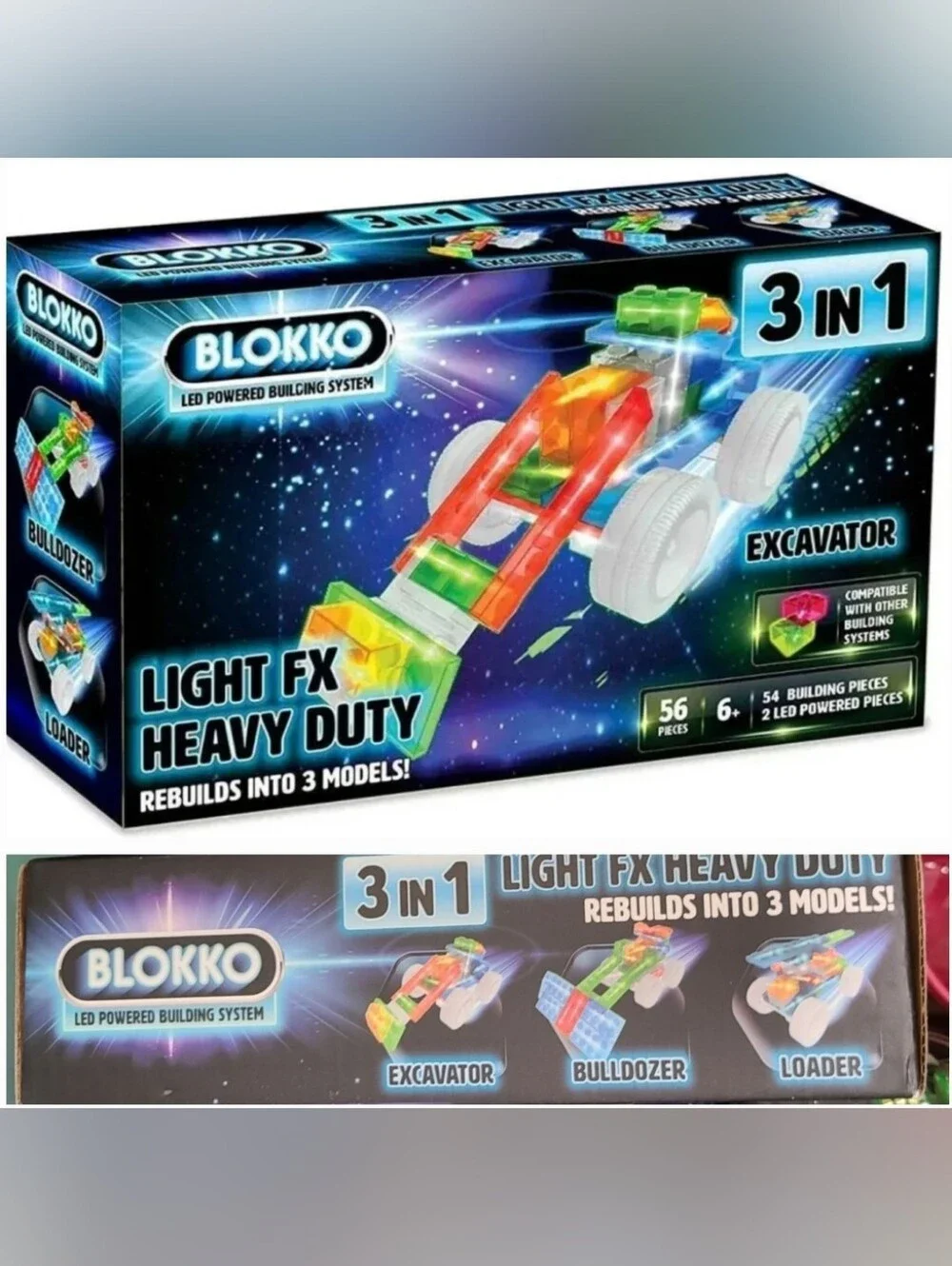 Blokko 4 Pack Of  Light FX 3 In 1  Building Sets. Lighted & Makes 12 Diff Models